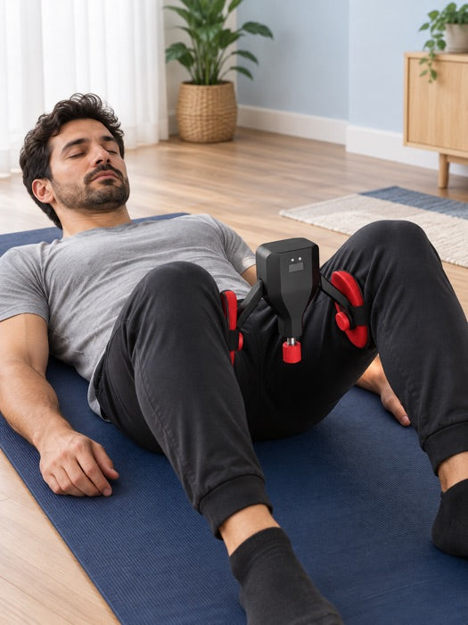 Yoga matında dizler arasında AlphaPelvic ile egzersiz